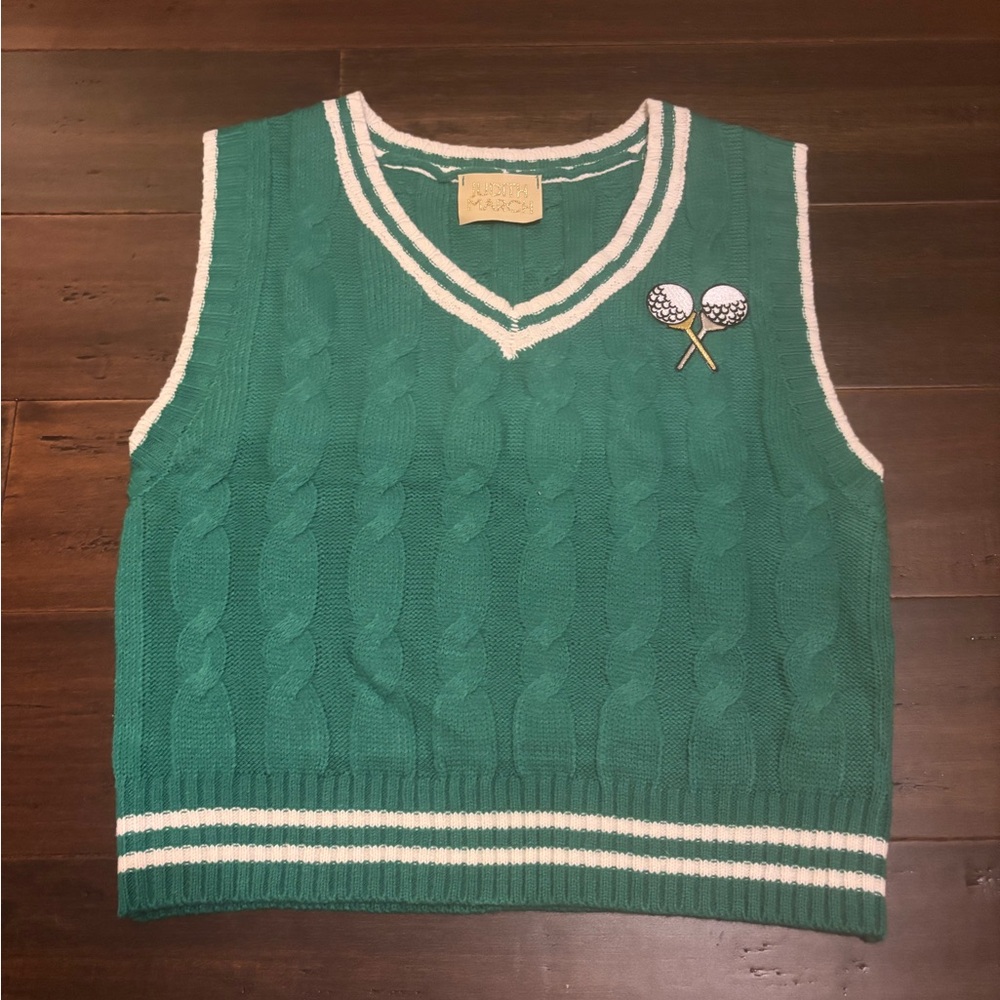 JUDITH MARCH Green Golf Country Club Knit Sweater Vest Women’s Size Large